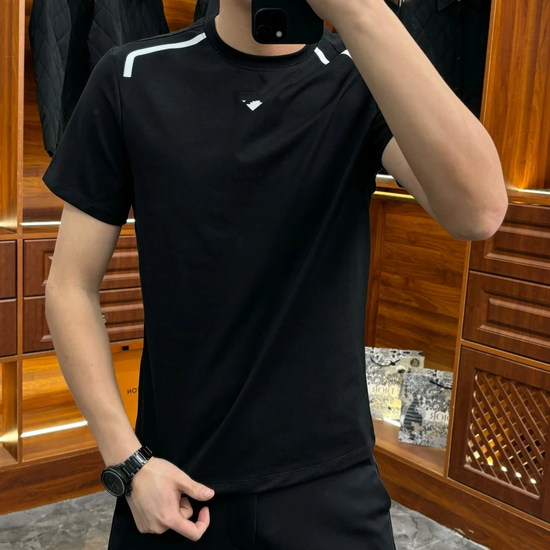 33669夏季新款2025百搭青春潮流休闲修身男士T恤纯色时尚短袖上衣