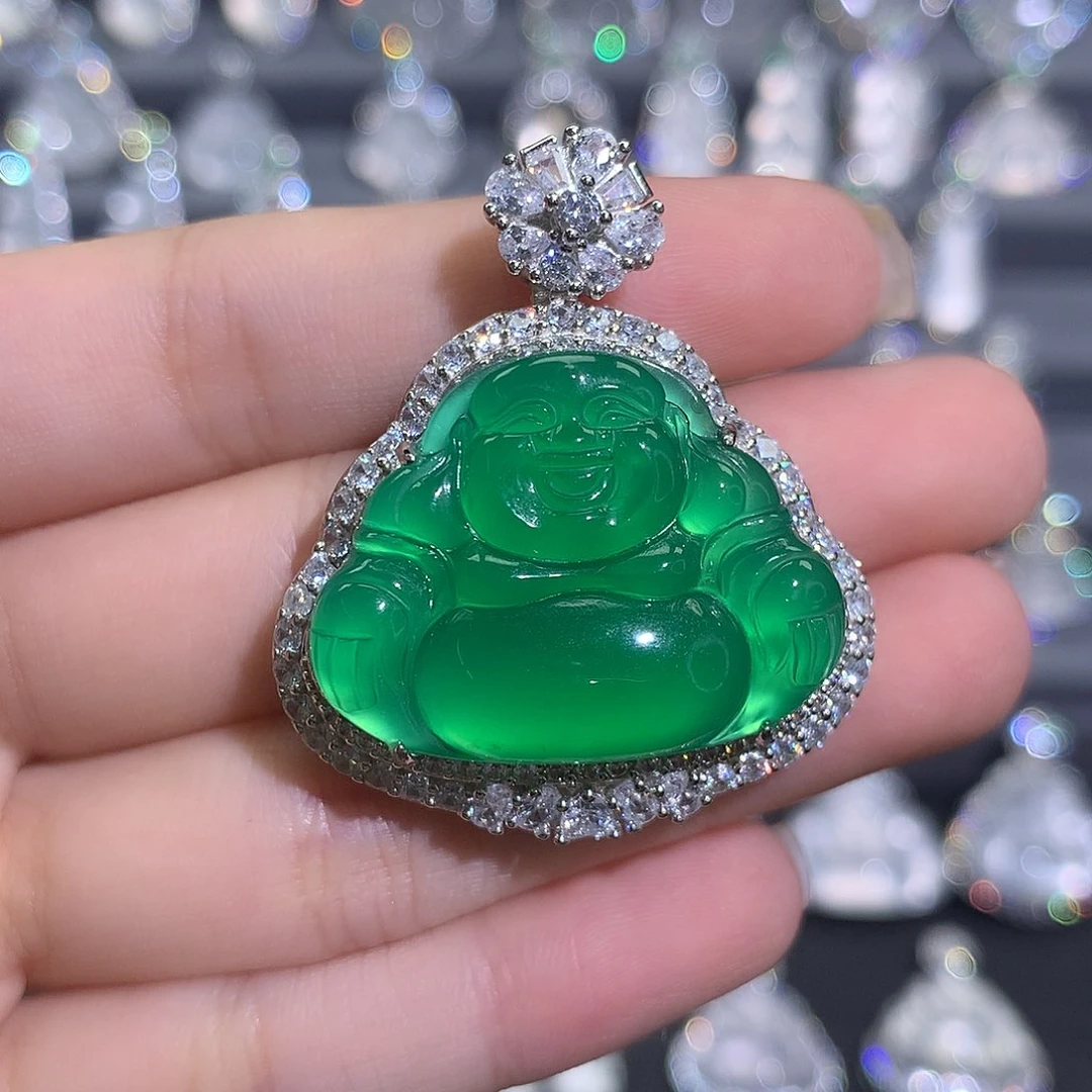 银S925镶嵌吊坠(不含链)玛瑙/玉髓