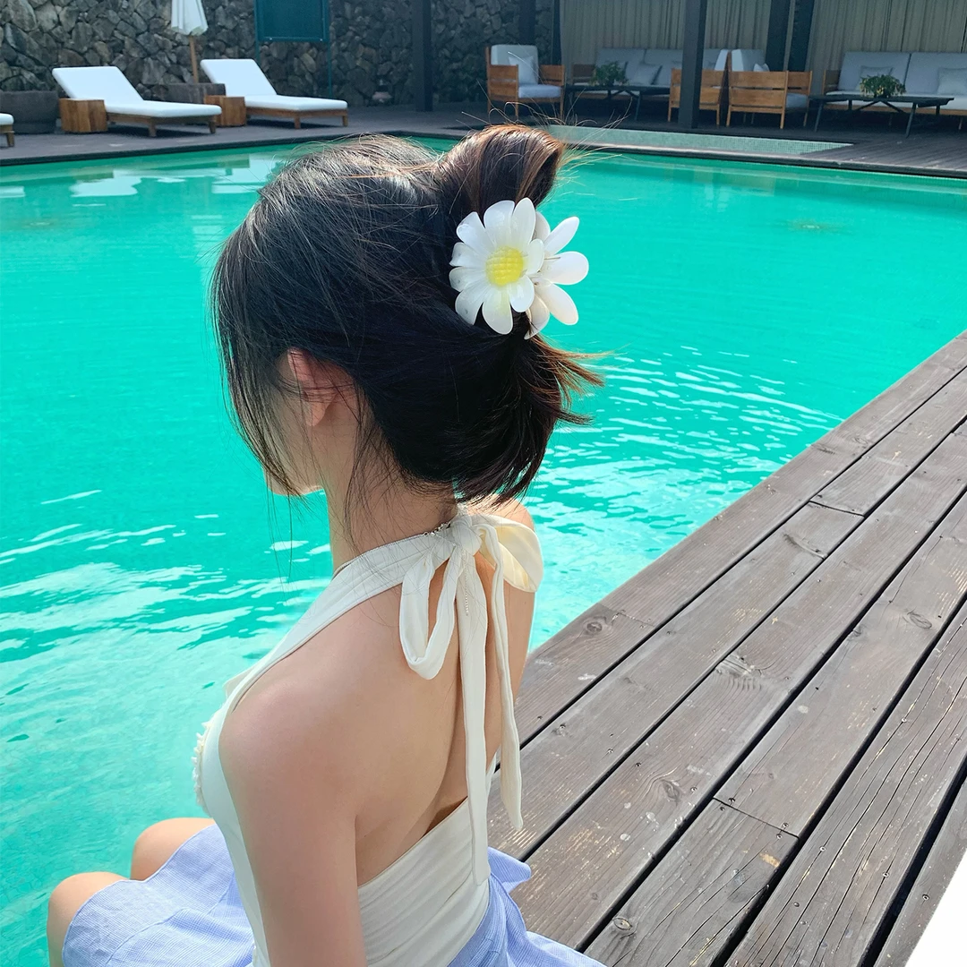 春夏清新小雏菊海边度假风配饰发夹女后脑勺花朵抓夹发抓头饰发饰