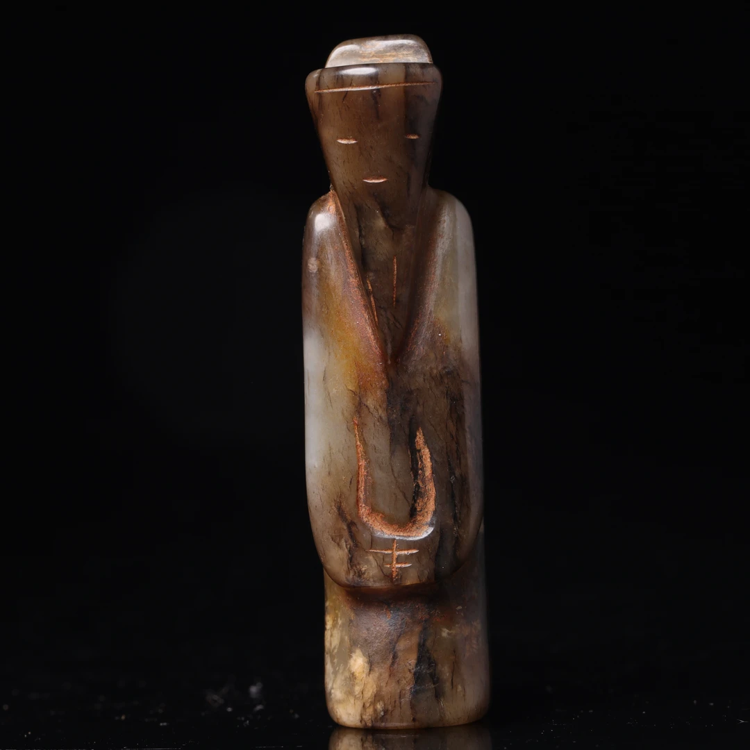 明代和田玉翁仲花件