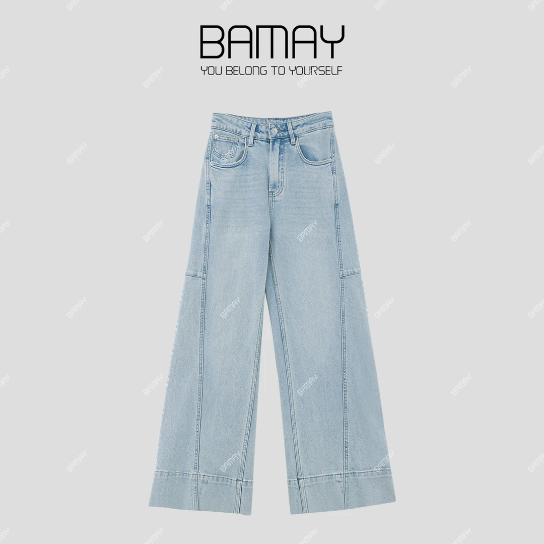 【BAMAY】2025早春上新新款显瘦百搭牛仔裤阔腿高级BM251PJ019CM