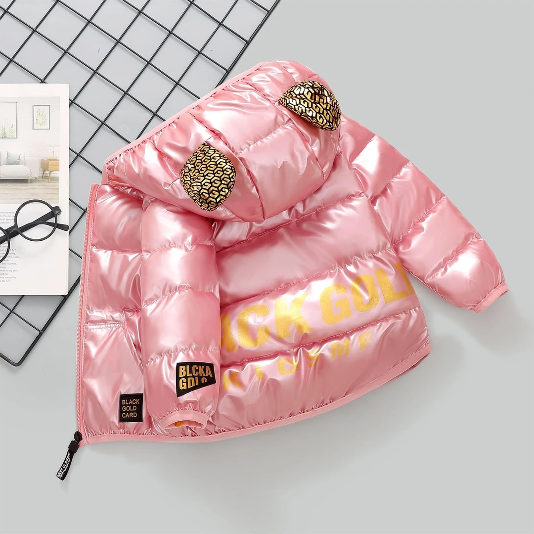 童泰【断码】新款亮面连帽黑金儿童袄男女童保暖棉衣中小童宝宝加