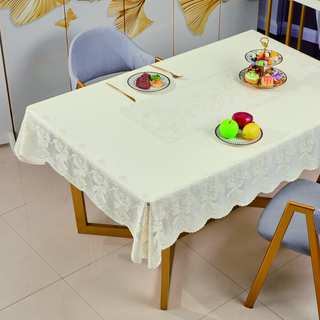 浪漫ins风珠光蕾丝桌布双面可用防水防烫茶几布餐桌布长方形桌布