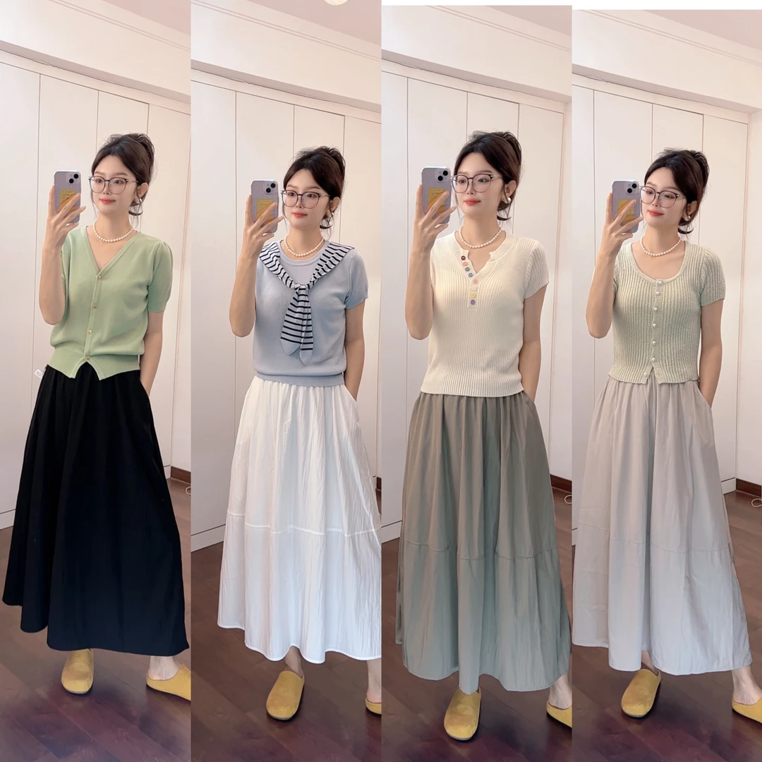 设计师款花苞裙女2025春夏新款松紧腰A字显瘦遮肉洋气流行半身裙L