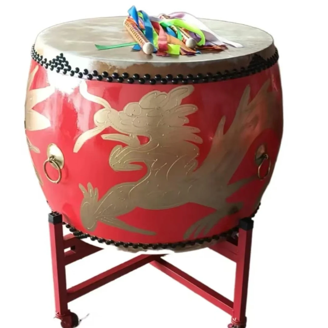 黄牛皮龙鼓锣鼓队专用演出红鼓黄牛皮大鼓加厚耐用