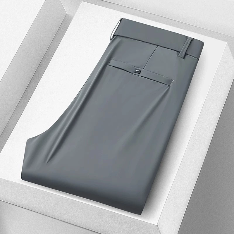 冰丝西裤男士夏季薄款休闲男裤九分商务直筒高弹力空调长裤子男款