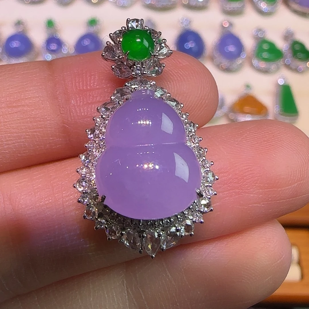 翡翠18K金镶嵌吊坠(不含链)