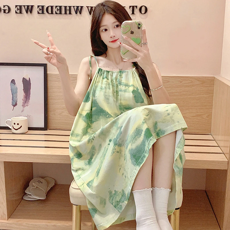 睡衣女睡裙吊带背心透气弹力女士休闲吊带家居服