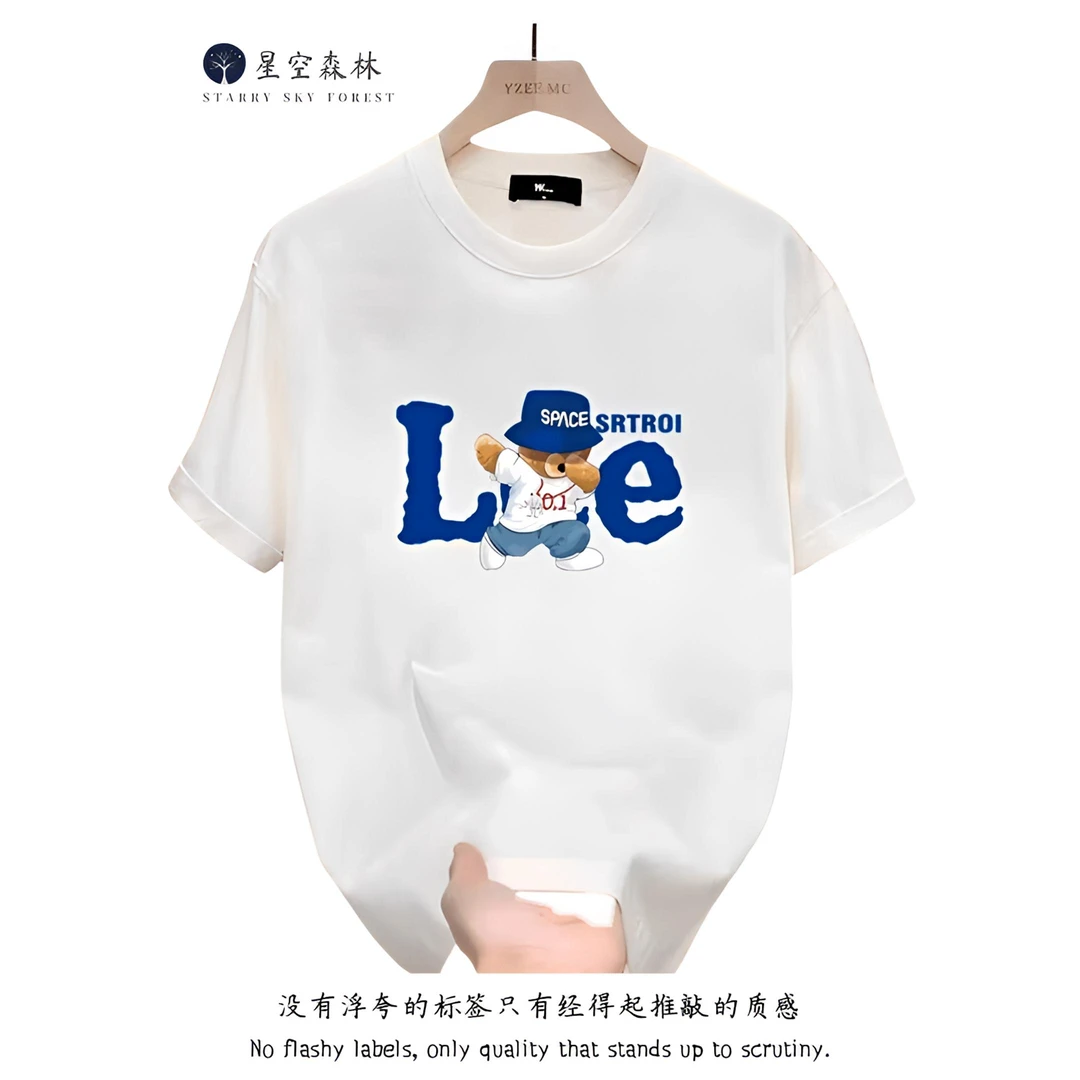 短袖t恤上衣男士高端纯棉男士宽松短袖T恤夏季潮流休闲圆领体恤男