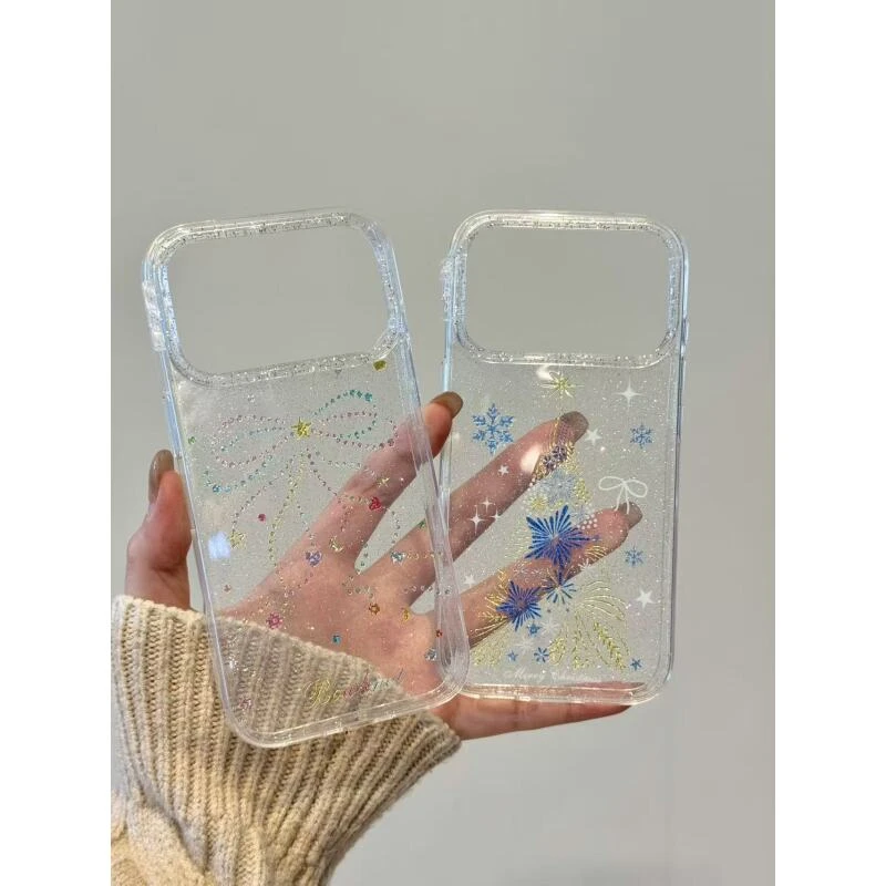 高级感点钻彩色蝴蝶结蓝雪花适用于iphone17promax苹果16pr手机壳