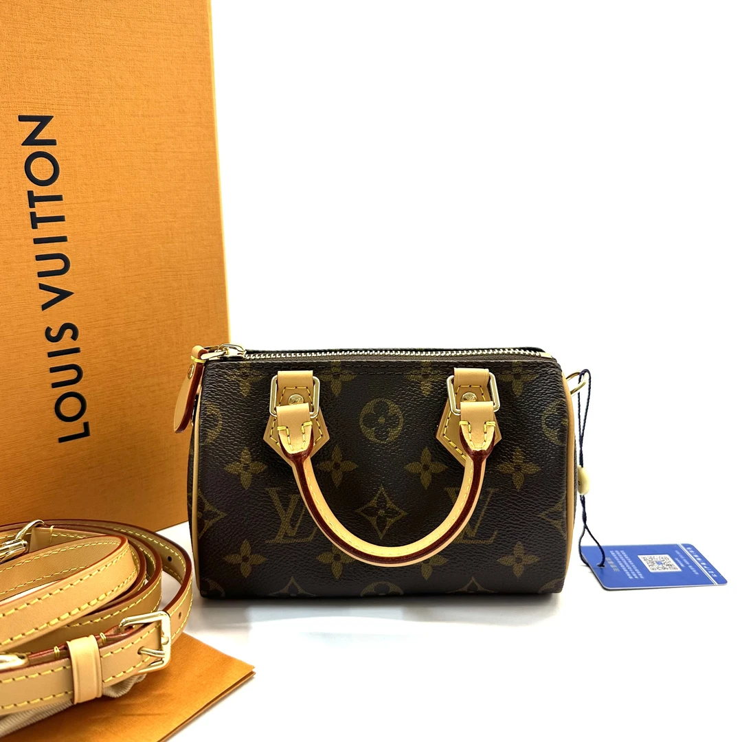 未使用 LouisVuitton/路易威登 speedy nano 老花手提单肩包