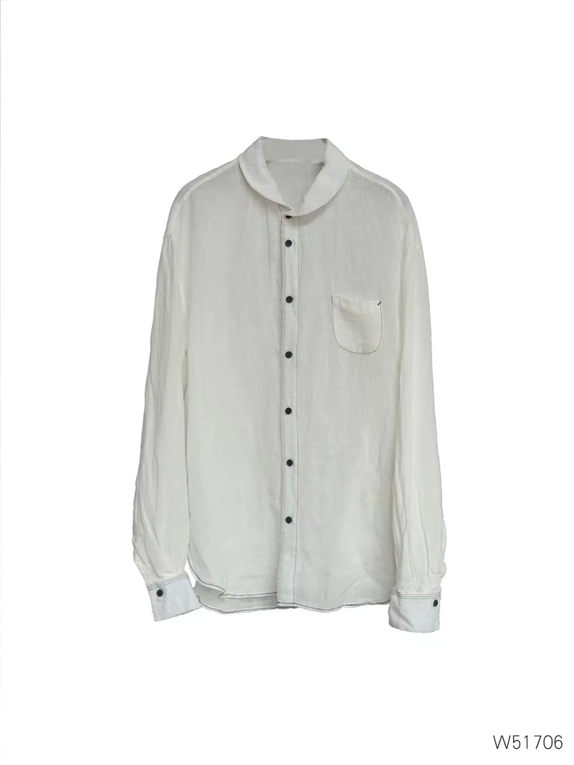 几见 极简舒适亚麻白衬衫W51706
