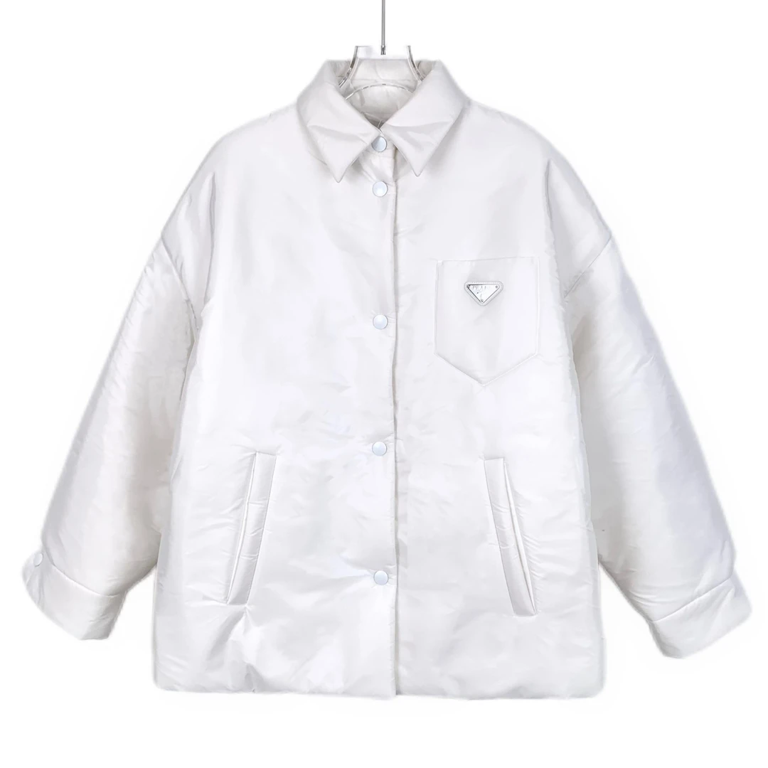 99新 Prada/普拉达 H14050 23款白色三角标夹克外套 36 XS码