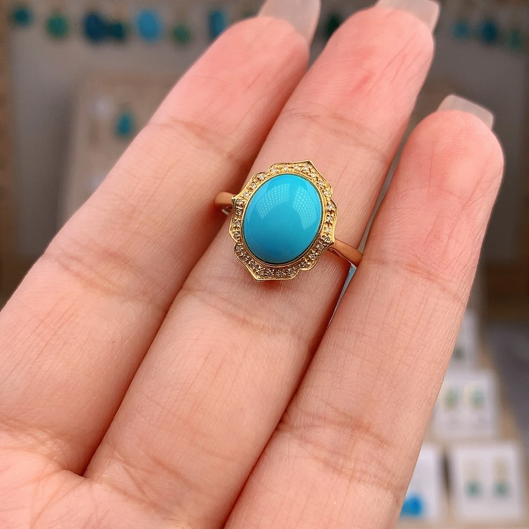 绿松石18K金镶嵌戒指