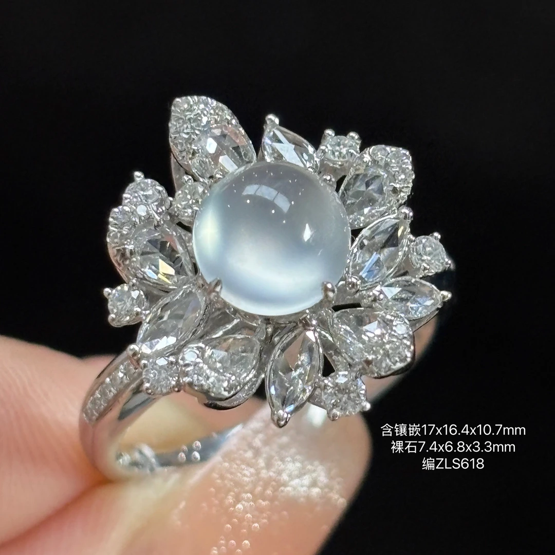 《缅甸珠宝严选》缅甸翡翠高冰蛋面戒指（下单质询客服）CY