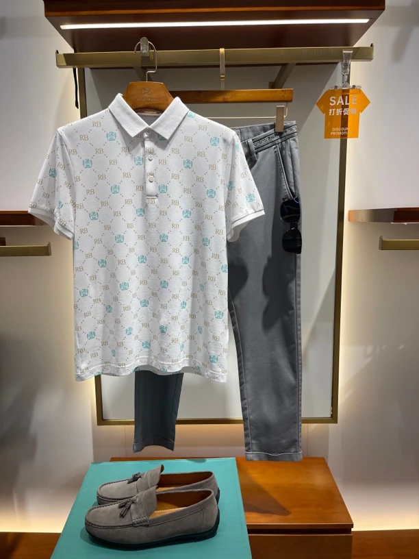 碎花夏季薄款印花虎头短袖Polo衫春夏舒适男装百搭