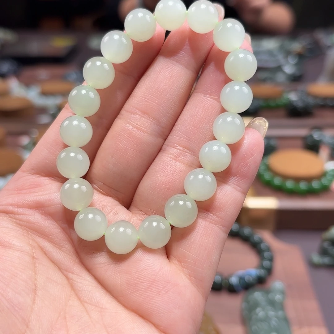 和田玉未镶嵌手链10 特细 花土沟