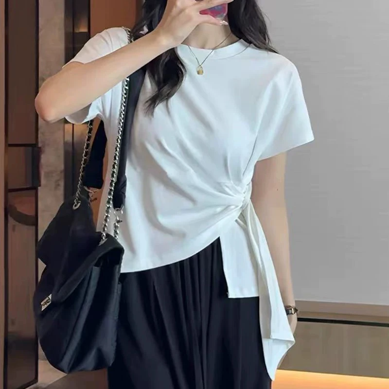 显瘦设计感不规则韩版时尚体恤6983