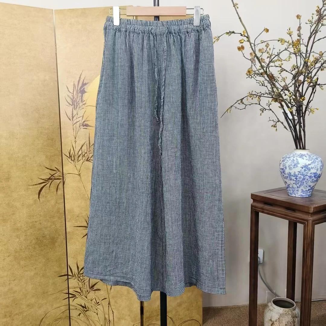 时尚百搭元素千鸟格直筒裙裤7018（裤长95）