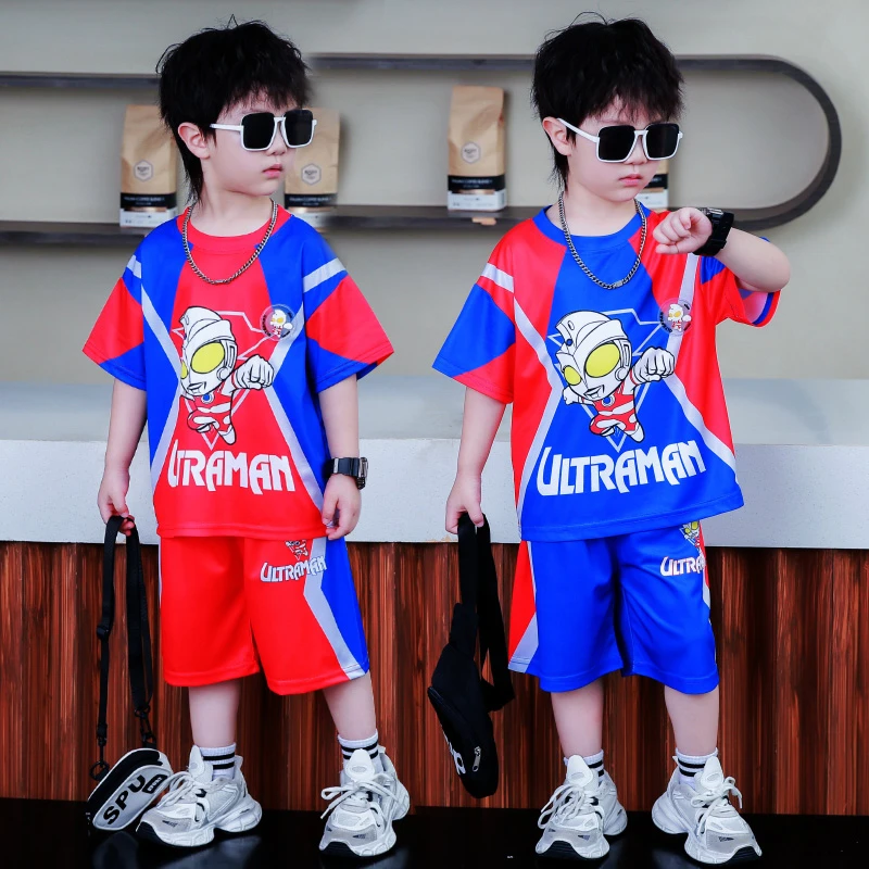 奥特曼衣服男童夏季套装2025新款潮流儿童速干衣宝宝夏款短袖球衣