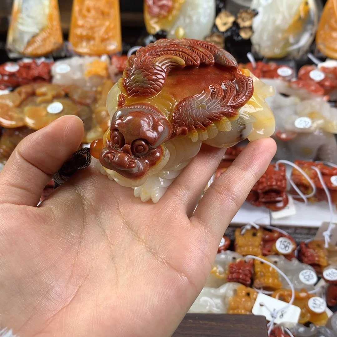 泓***车石英质玉（黄龙玉）未镶嵌手把件