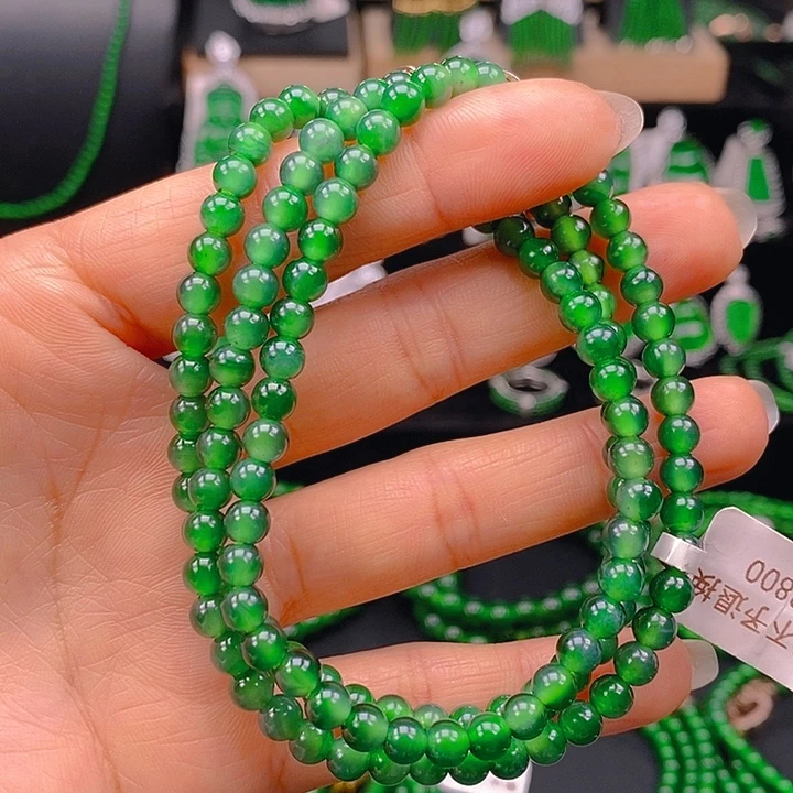 翡翠未镶嵌耳饰天然A货翡翠珠链卡5