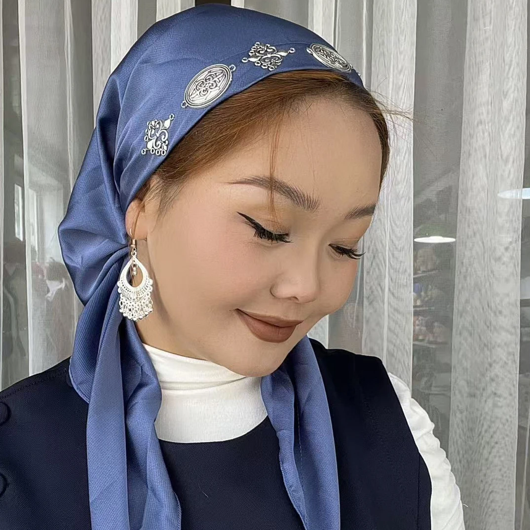 不起球学院风格子头巾百搭国风民族风女士时尚