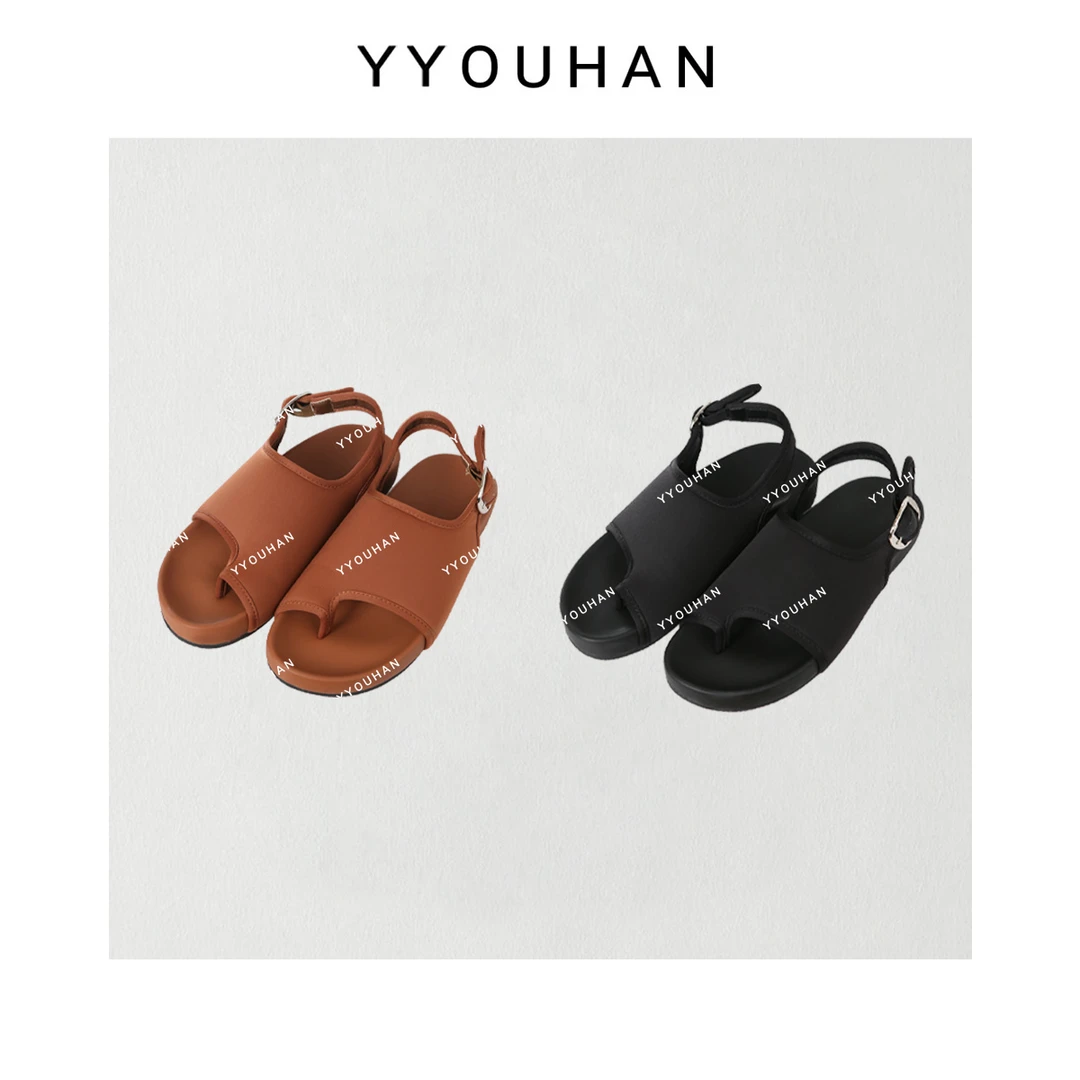 YYOUHAN 2025新款小众简约百搭金属扣夹脚软底凉拖鞋 2504C1824
