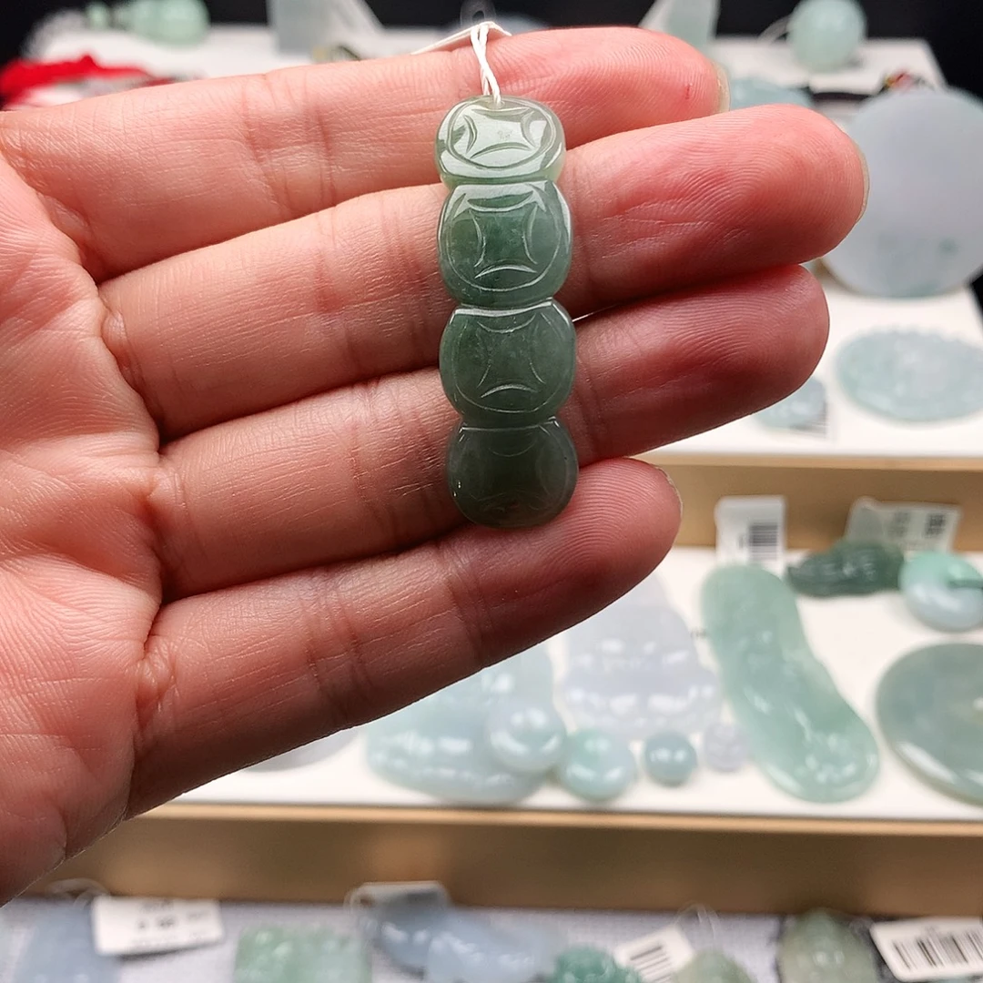 翡翠未镶嵌吊坠(不含链)铜钱手牌