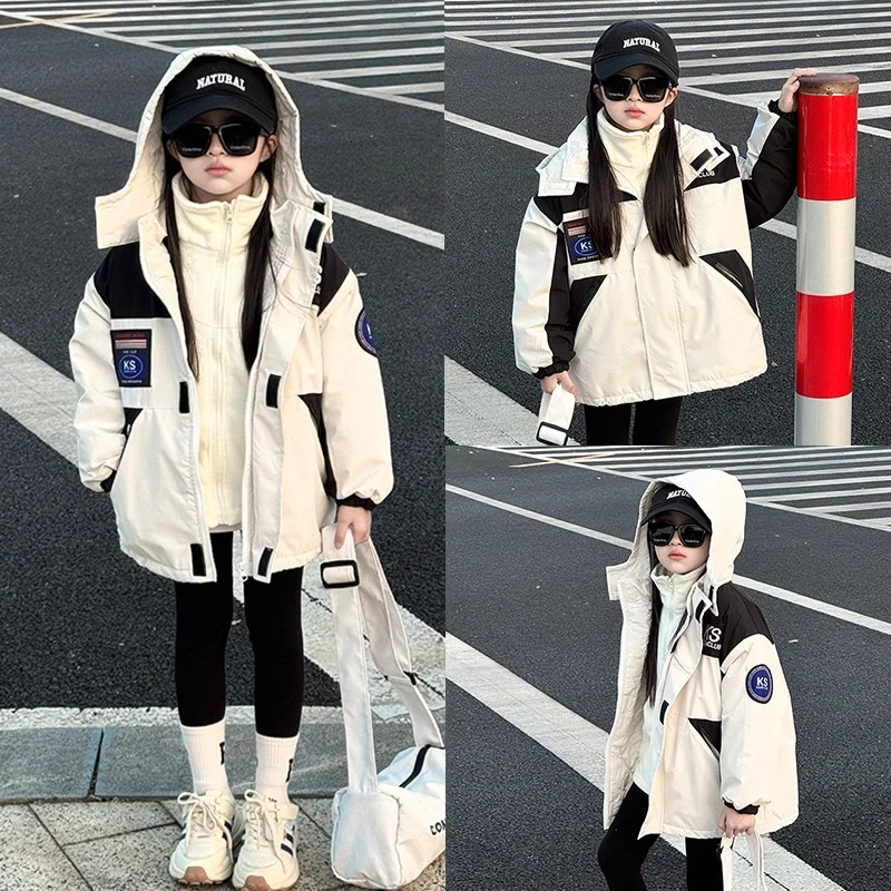 女童冲锋衣三合一可拆卸秋冬2025新款女大童加绒加厚外套冬装风衣