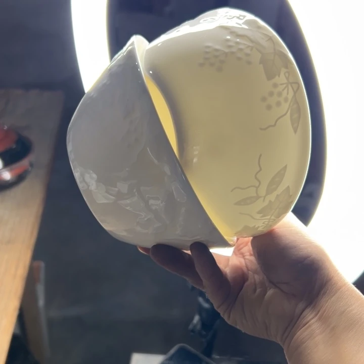 陶库存尾货葡萄碗一对口径14.5
