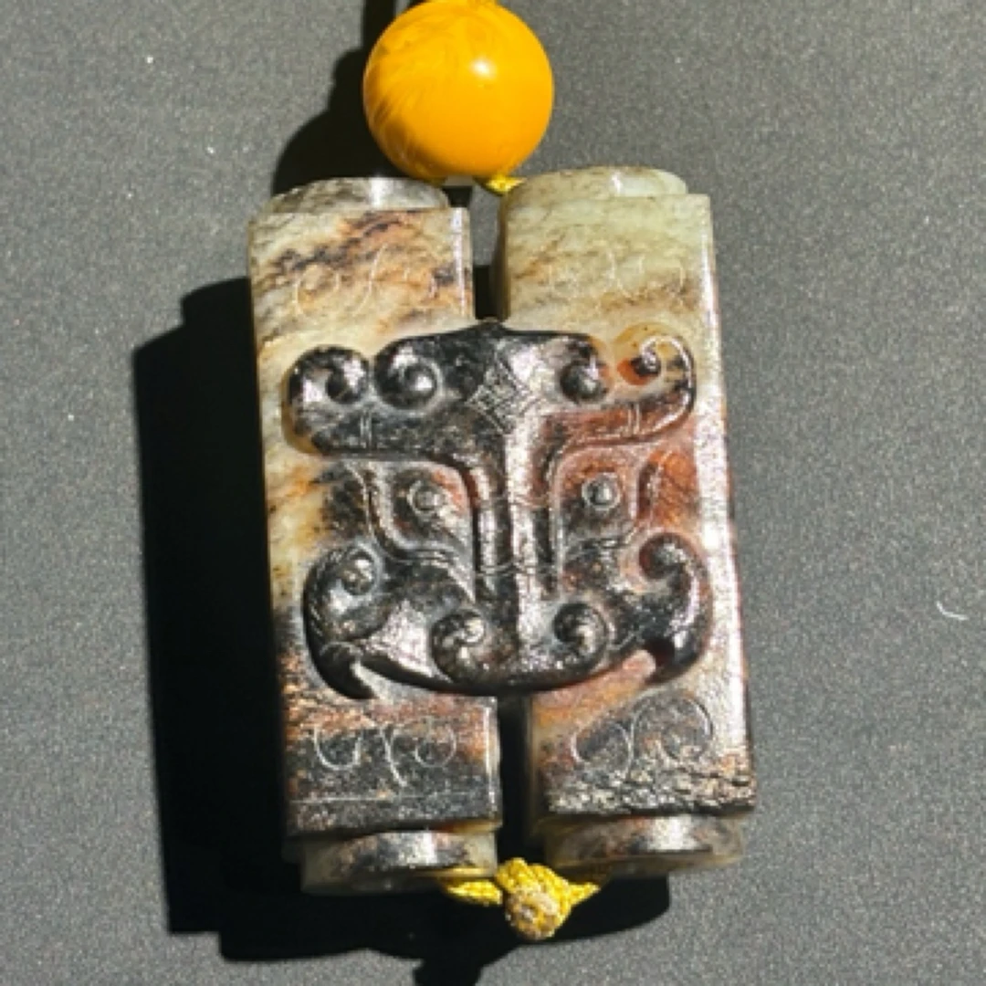 库出/明/和田玉兽面双孔勒子/121719658