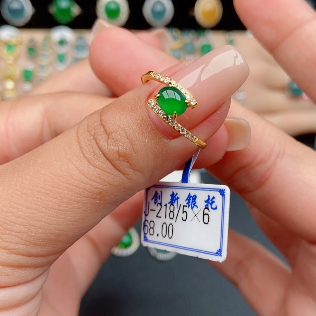 翡翠银S925镶嵌戒指9