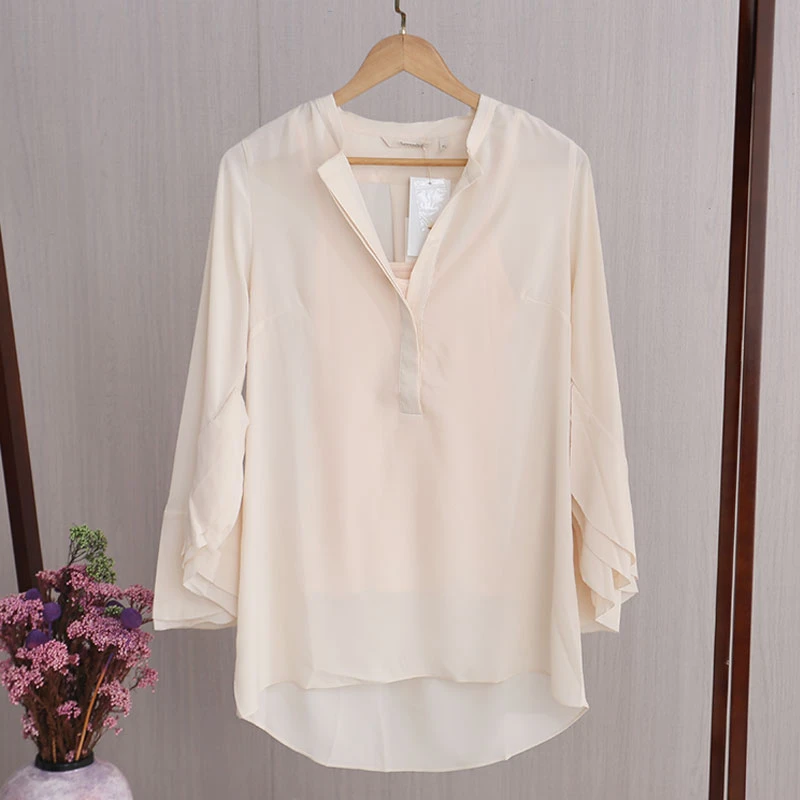 夏季女士衬衫+吊带套装时尚休闲上衣宽松V领02100透气舒适