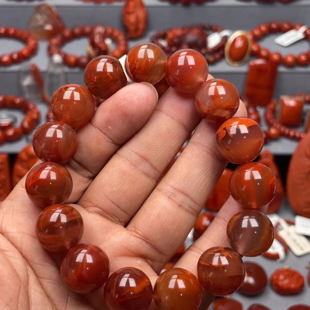 南红玛瑙未镶嵌珠宝奇石单圈15