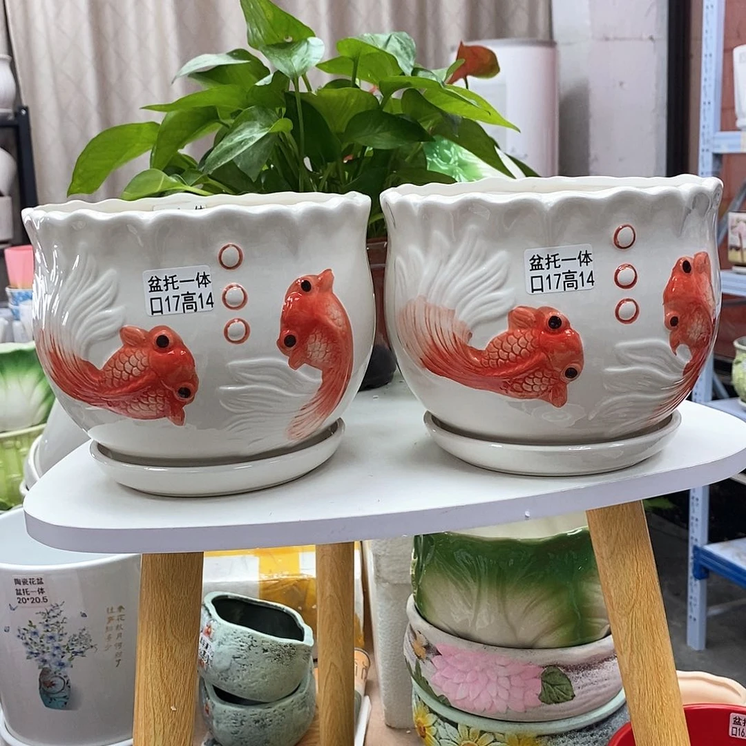 陶瓷@陶瓷花盆@@如鱼得水大号