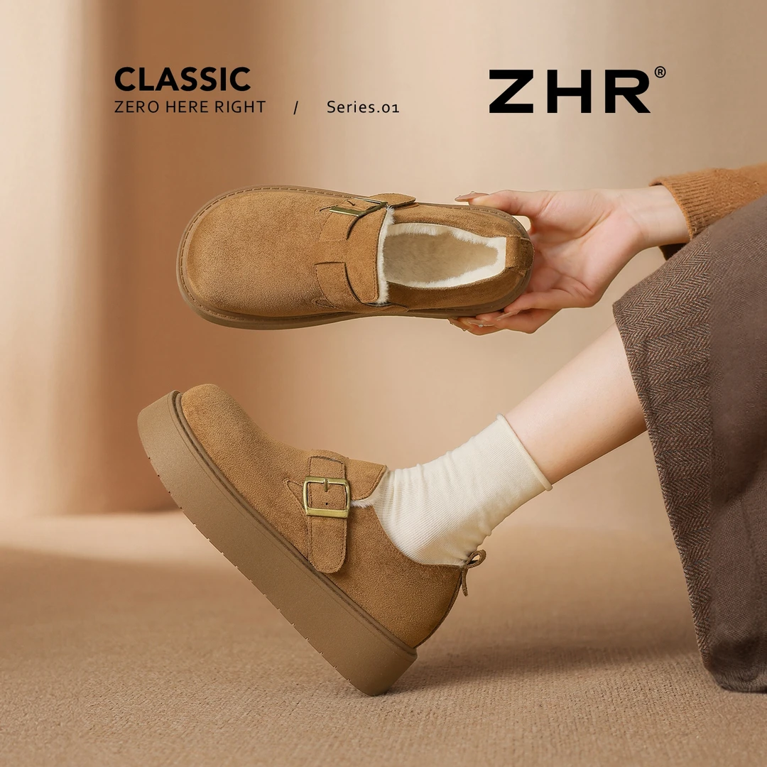 勃肯鞋女款2025新款爆款厚底全包加绒加厚一脚蹬棉鞋雪地靴女鞋