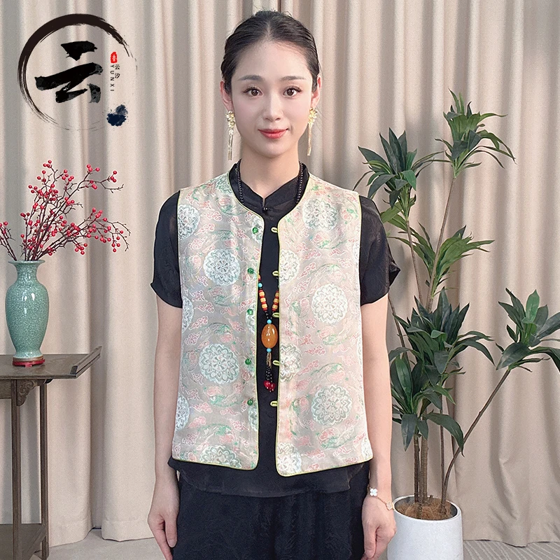 云汐0079款新中式百搭显瘦透气重磅老料圆领马甲