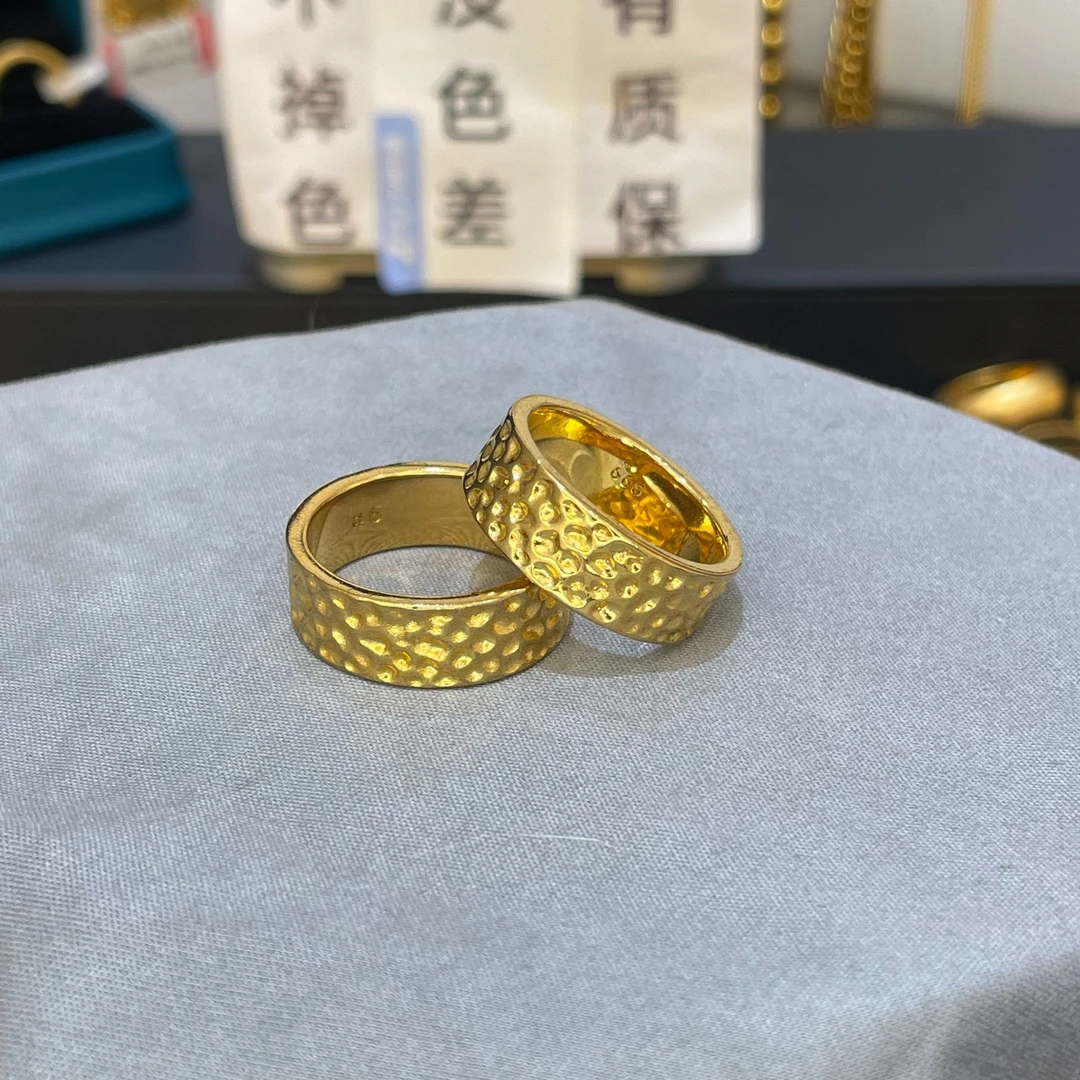 合金戒指 【锤纹戒指】气质时尚百搭简约经典排戒精美