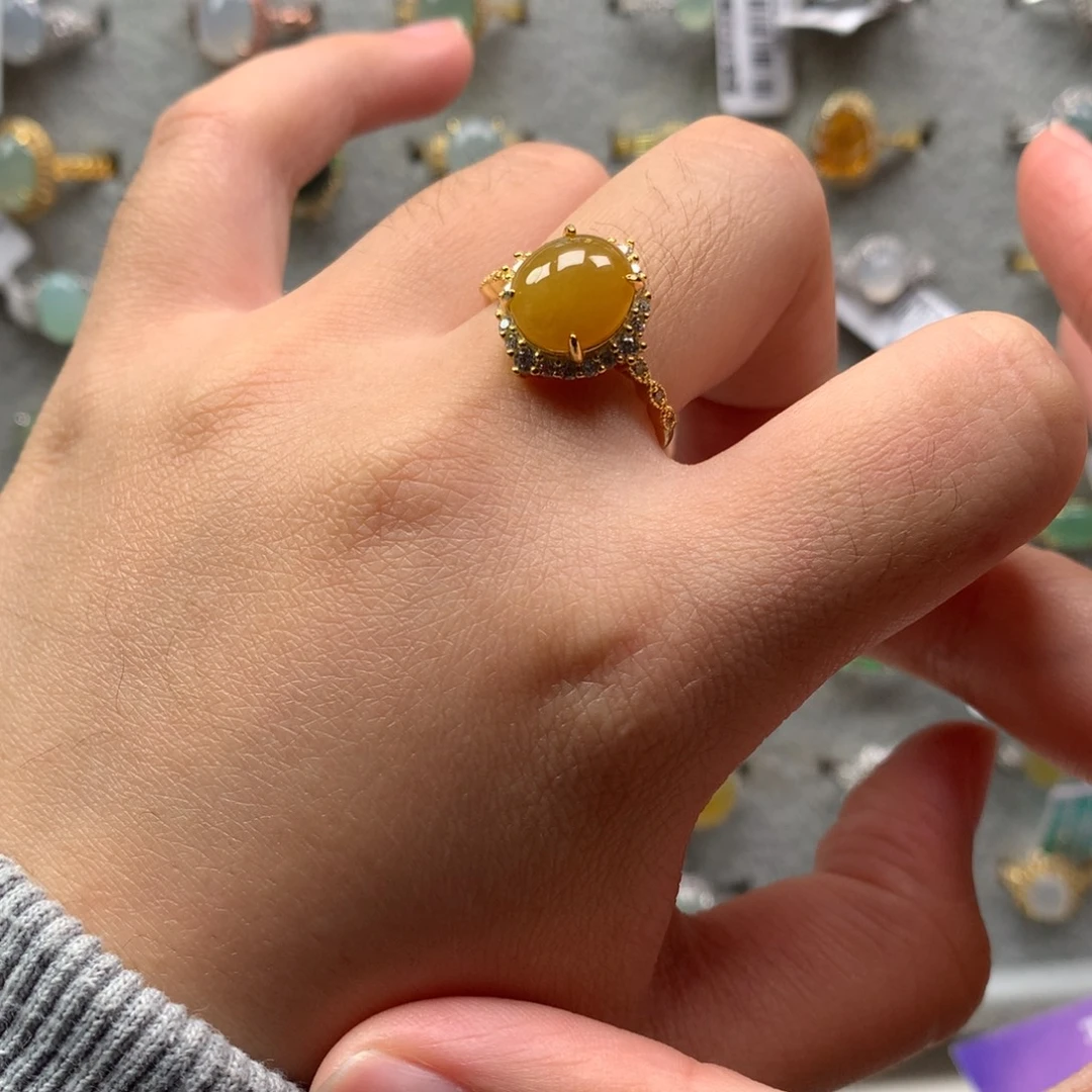 翡翠银S925镶嵌戒指戒指