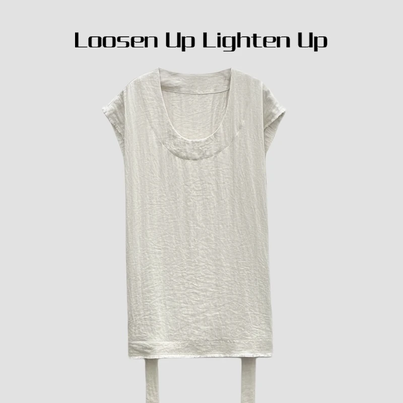 Loosen Up【流苏秀场】进口麻料法式极简流苏设计感无袖上衣/阔腿裤