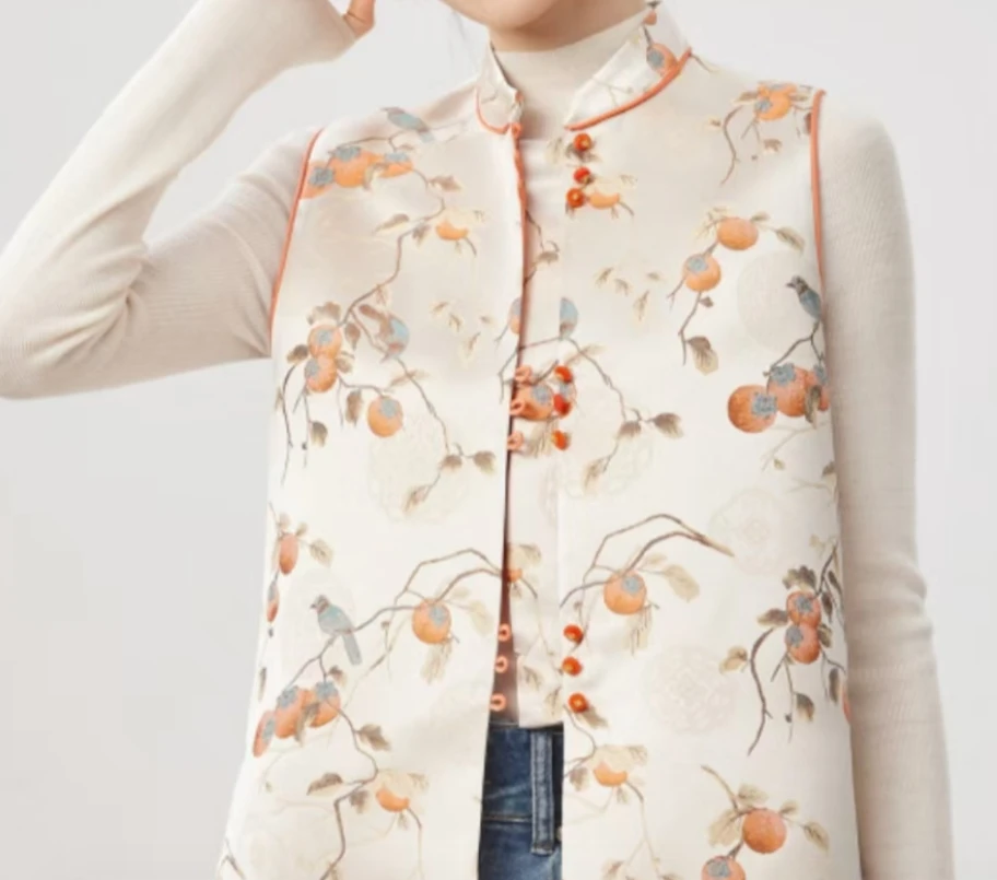 【NA家】柿柿如意新中式时尚圆领唐装气质马甲