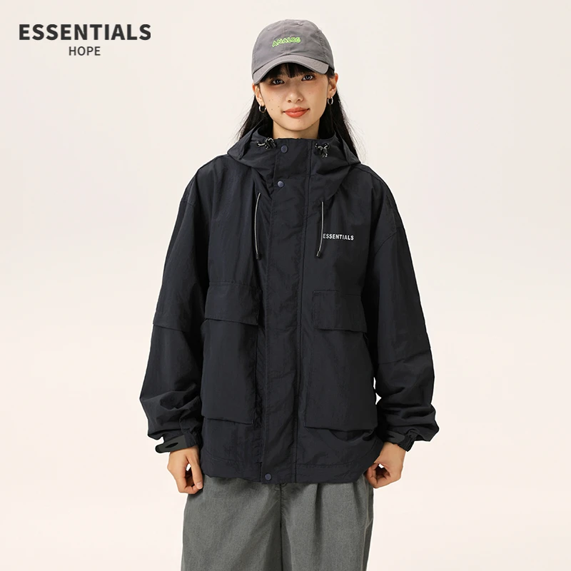 ESSENTIALS HOPE潮牌春季工装夹克外套2025连帽百搭宽松口袋上衣