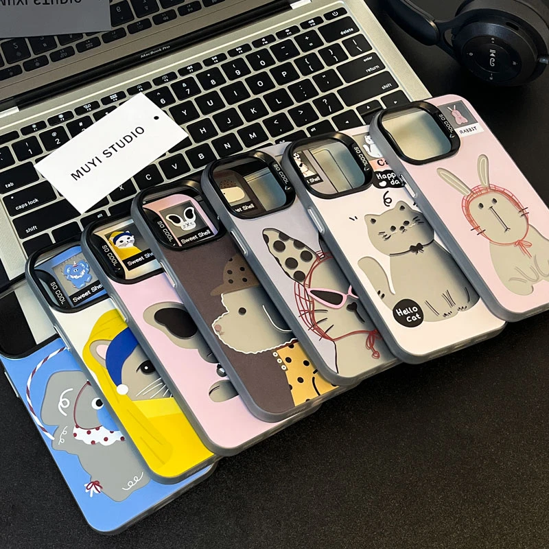 ins动物系列适用苹果15PROMAX手机壳14PRO卡通IPHONE16保护壳个性