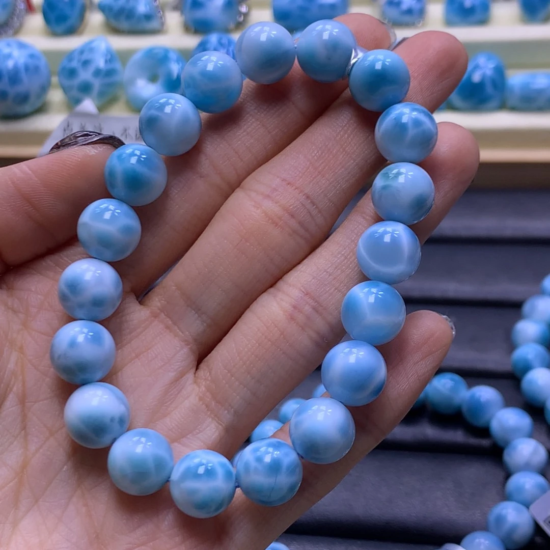 针钠钙石（海纹石）未镶嵌手链精品10mm手串色差略异