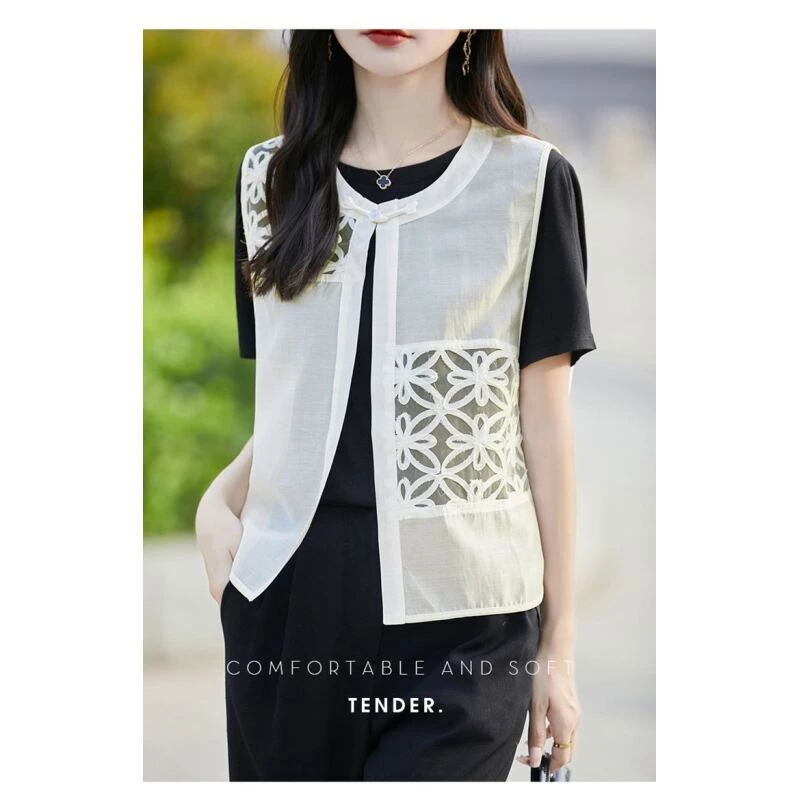 夏季新款立体普拼接镂空马甲