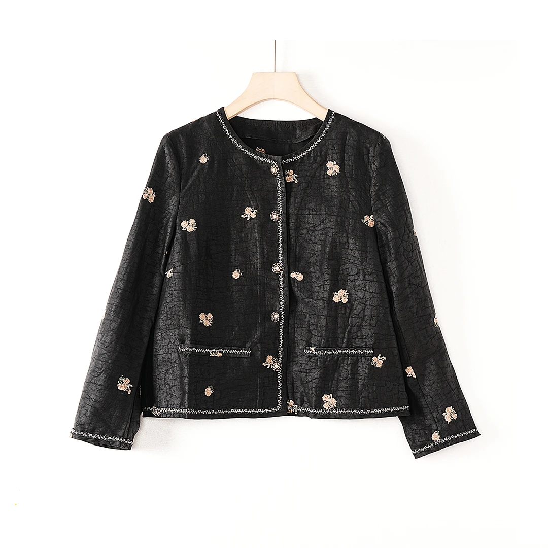 【格一专属】桑蚕丝香云纱重工刺绣小香风外套25-016