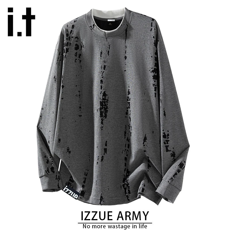 izzue美式重磅扎染卫衣男秋季cleanfit潮牌宽松内搭痞帅长袖上衣