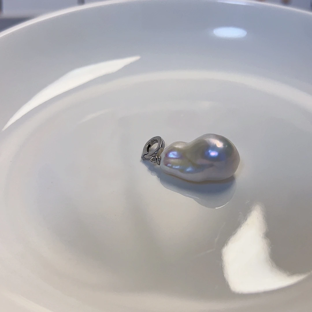 淡水珍珠银S925镶嵌吊坠(不含链)