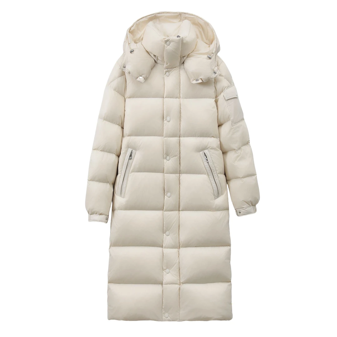 经典蒙哑光雾面可拆卸帽子带门襟拉链款式羽绒服蒙口羽绒服